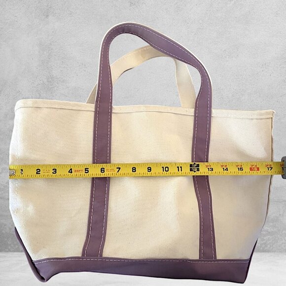 Vintage 90's  LL Bean Boat and Tote Bag Canvas Double Handle with Purple… - Picture 11 of 12